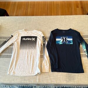 Boys Hurley logo print bundle 2 long sleeve shirts size L(12/13) 100% cotton !